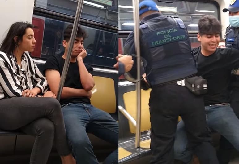 La pareja se negaba a portar la mascarilla en el interior del vagón (CAPTURA)