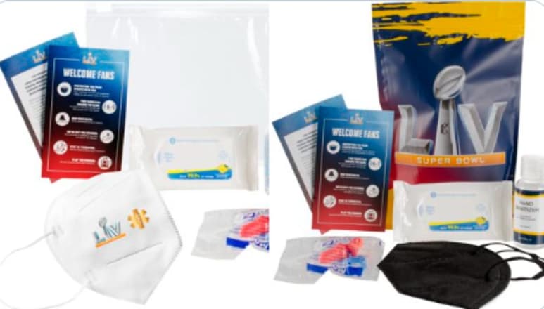 El vicepresidente de comunicación de la NFL, Brian McCarthy, compartió a través de sus redes sociales el kit para prevenir el COVID-19 que se entregará a los fanáticos que asistirán al Super Bowl LV, el próximo domingo 7 de febrero en el Raymond James Stadium. (ESPECIAL)