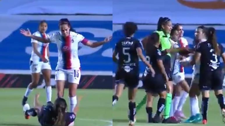 Jugadora de Chivas patea y agrede a rival del Querétaro en la Liga MX. (ESPECIAL)