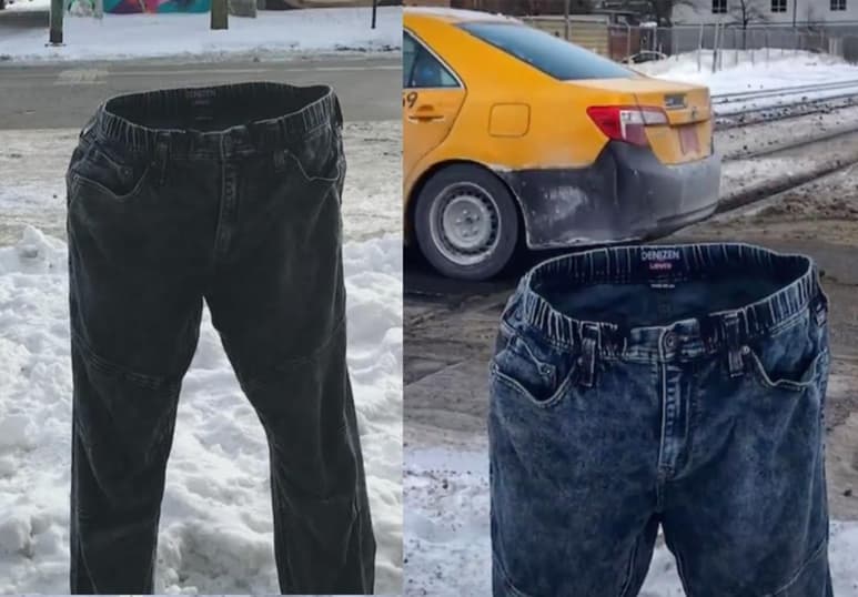 El hombre aprovecha el frío invierno para su extravagante iniciativa. (INTERNET)