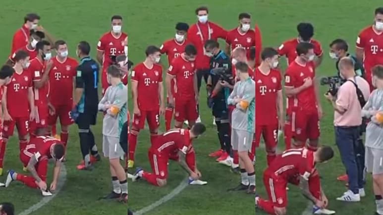 Las cámaras de televisión mostraron el acercamiento de Nahuel Guzmán hacia Lewandowski, mientras que sus gestos fueron interpretados por los comentaristas de Fox Sports como un reclamo sobre la presunta falta. (ESPECIAL)