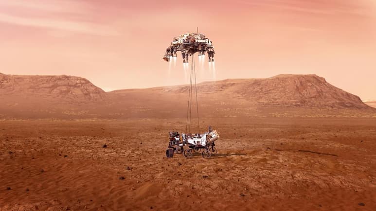 El largo y solitario viaje en el espacio que el Perseverance inició siete meses atrás se encuentra al 99.9 % y a horas de culminar, informó la NASA, que espera que la nave atraviese la tarde de este jueves la delgada atmósfera marciana y toque tierra en el cráter Jezero. (EFE)