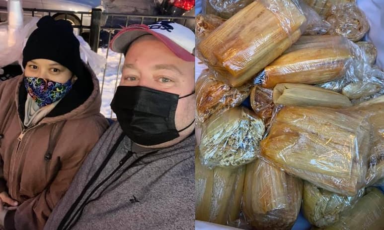 El hombre que es dueño de un restaurante se ha dado a la tarea de ayudar a los más necesitados durante la tormenta invernal que azota a los Estados Unidos (FACEBOOK)