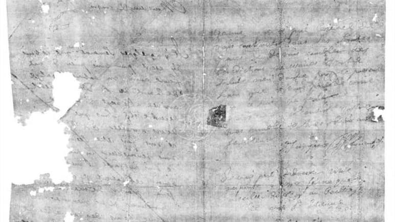 Una carta que lleva más de 300 años cerrada y doblada de una forma especial que, antes de los sobres, se usaba como medida de seguridad contra miradas indiscretas, ha podido ser leída, sin romper el sello, ni dañarla, gracias a un escáner dental y algoritmos computacionales. (ESPECIAL) 