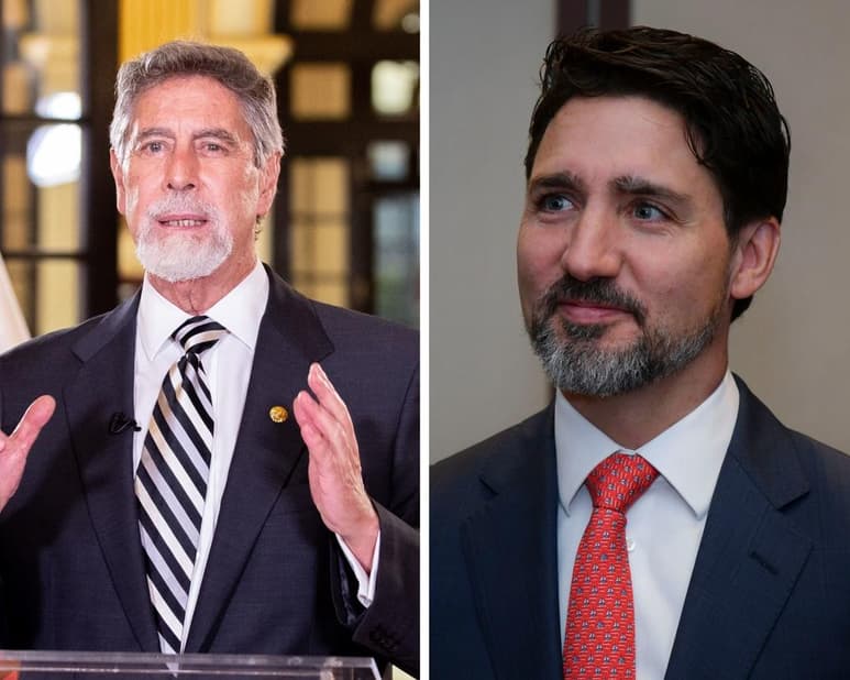 El primer ministro de Canadá, Justin Trudeau, mantuvo este viernes una conversación con el presidente de Perú, Francisco Sagasti, durante la que discutieron sobre la pandemia de la COVID-19 así como de la crisis de Venezuela y la situación de los exiliados y migrantes venezolanos en la región. (EFE)
