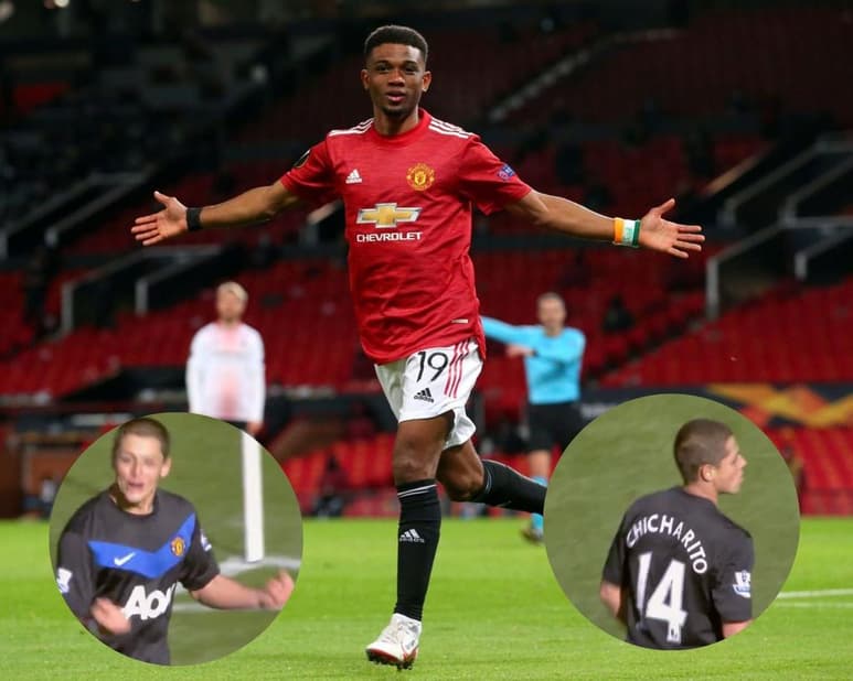 El delantero Amad Diallo firmó su primer gol con el Manchester United en los octavos de final de la UEFA Europa League, muy al estilo de Javier ‘Chicharito’ Hernández. (ESPECIAL)