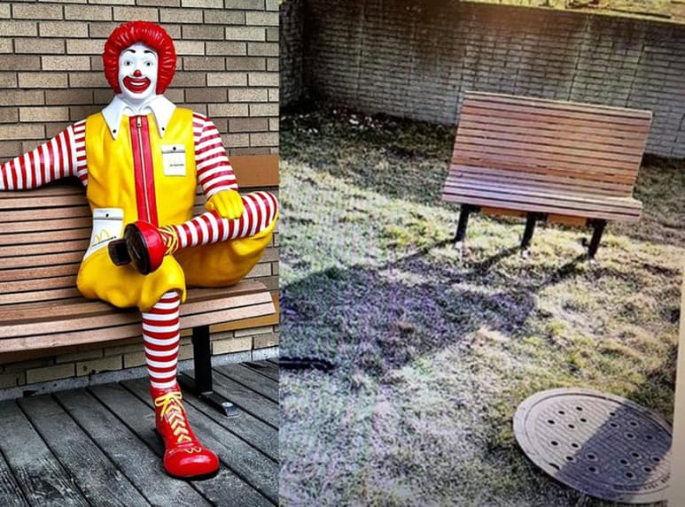 La estatua estaba colocada detrás de un restaurante McDonald’s. (INTERNET)