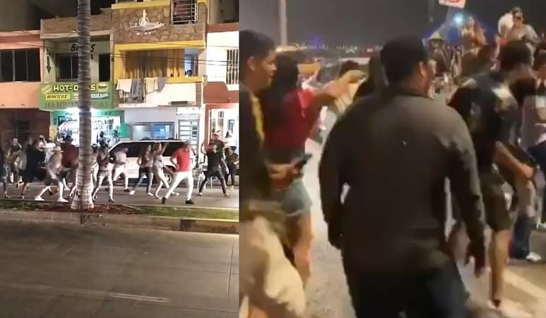 A través de redes sociales circularon diversos videos que muestran a turistas bailando 'Payaso de Rodeo' en Mazatlán (CAPTURA)