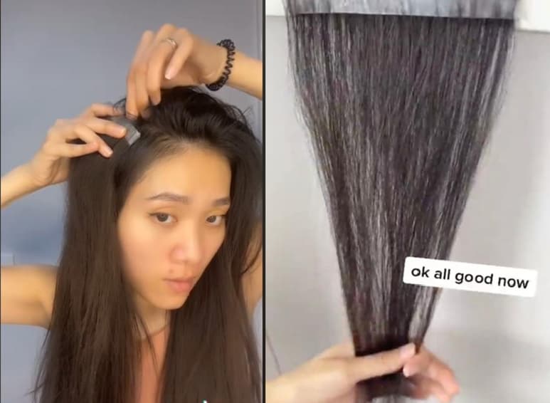 La chica ha publicado varios videos donde aparecen las extensiones. (INTERNET)