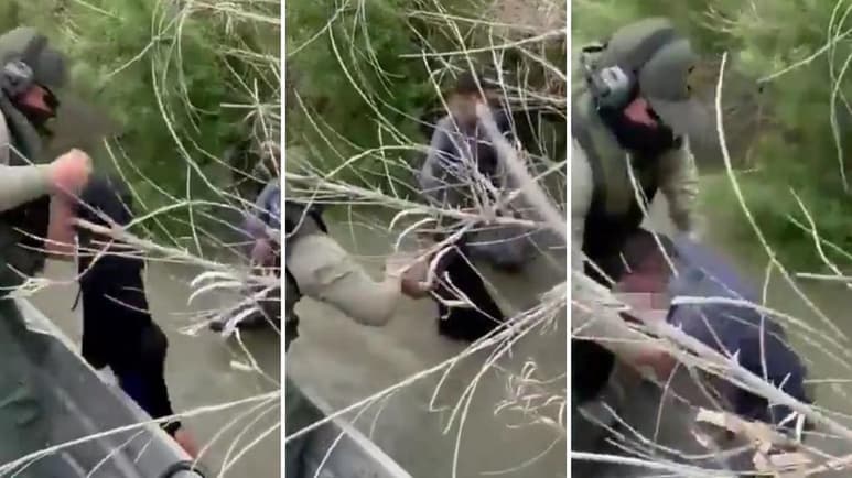 Elementos de la Patrulla Fronteriza del sector de Del Río en Texas, rescataron a dos menores migrantes originarios de Honduras, los cuales se encontraban en las aguas del río Bravo cerca de una isleta; lo cual fue captado en video por uno de los elementos que viajaba en el aerodeslizador y con el cual pudieron acercarse a los menores. (ESPECIAL)
