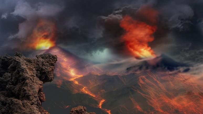 Hace 252 millones de años, enormes erupciones volcánicas provocaron un cambio climático que acabó con la mayoría de las especies de la Tierra y dio paso a la Era de los Dinosaurios; fue la mayor extinción masiva del planeta. Hoy un estudio demuestra que ese catastrófico evento fue mucho más rápido en los océanos que en la tierra. (ESPECIAL)