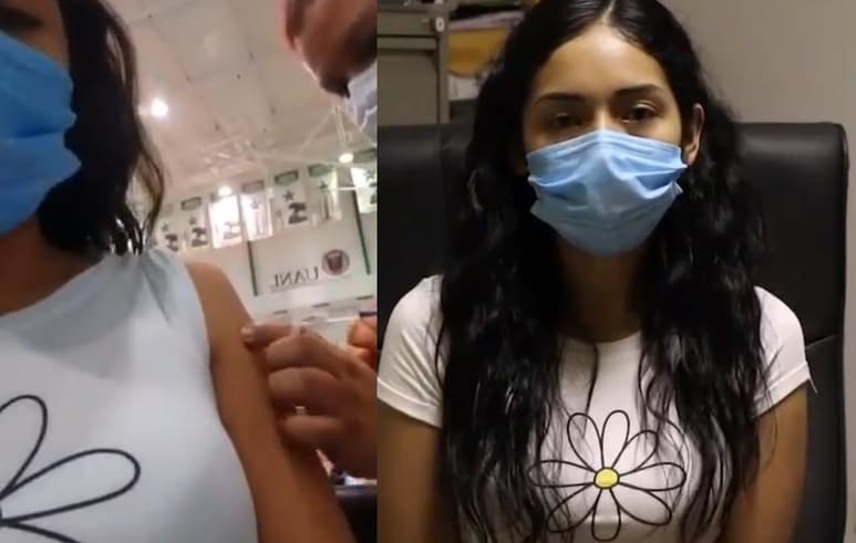 Las imágenes difundidas en redes despertaron inquietud entre el público al surgir la duda si la maestra realmente había sido vacunada (ESPECIAL)