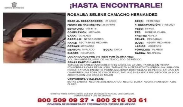 Rosalba Selene, de 25 años de edad, una joven enfermera que fue reportada como desaparecida el 1 de mayo, fue encontrada muerta luego de cuatro días de búsqueda, confirmaron familiares y autoridades de la Universidad Autónoma del Estado de México y de la Comisión de Búsqueda de Personas de esta entidad. (ARCHIVO)