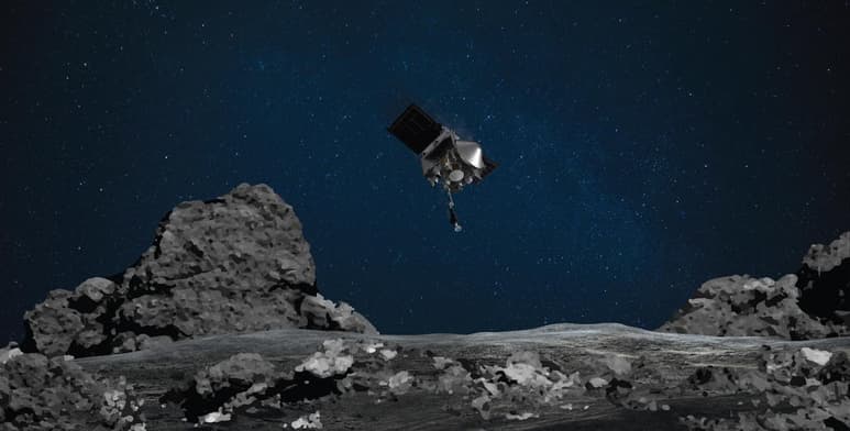 La nave OSIRIS-REx iniciará su regreso a la Tierra portando 'la primera muestra' que se recoge de un asteroide, 60 gramos de la masa de Bennu que pueden dar pistas sobre la formación de los océanos y el Sistema Solar, explicó a Efe el experto de la NASA Gerónimo Villanueva. (ARCHIVO)