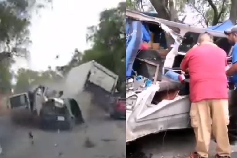 Como consecuencia del accidente, diversos pasajeros de la combi resultaron lesionados, mientras que le vehículo terminó completamente destruido (ESPECIAL)