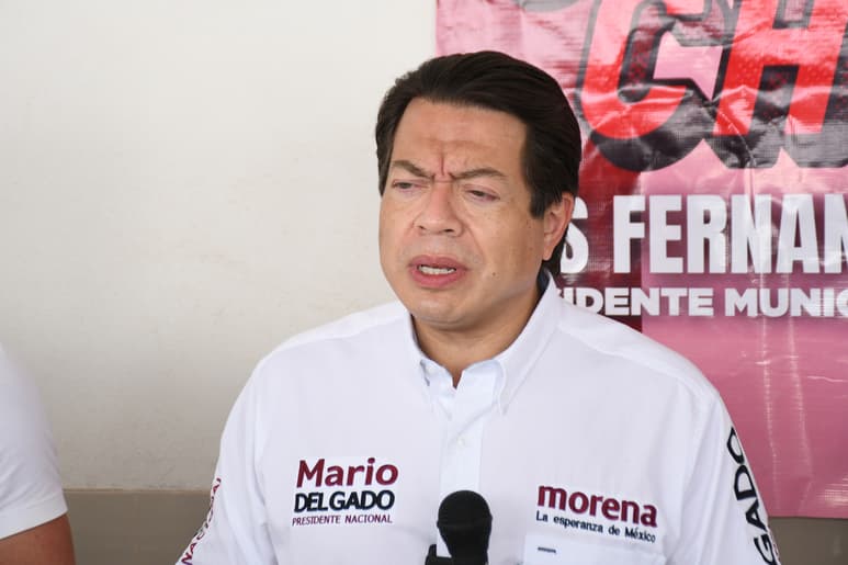 El presidente nacional de Morena, Mario Delgado, estuvo ayer en Torreón para respaldar a los candidatos de La Laguna. (FERNANDO COMPEÁN)