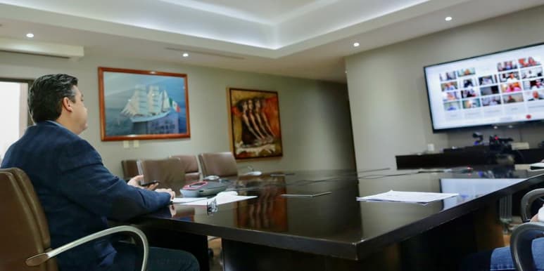 Se conectó junto con otros mandatarios locales en una reunión virtual con Olga Sánchez Cordero, titular de Segob. (ESPECIAL)