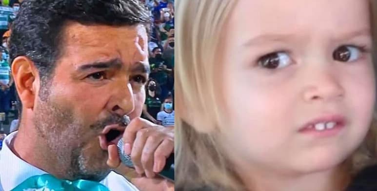 El cantante lagunero se convirtió en blanco de memes tras su interpretación del Himno Nacional durante la ceremonia de apertura del partido Santos contra Cruz Azul (REDES SOCIALES)