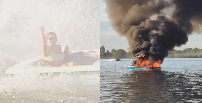 El bote explotó después de que la mujer que navegaba en éste, insultara a miembros de la comunidad LGBT+ (CAPTURA)