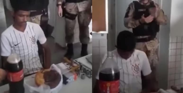 Con pastel y refresco, los elementos de la policía en Brasil, celebraron el cumpleaños del detenido (CAPTURA)
