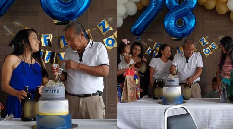 La fiesta temática del hombre de la tercera edad se ha vuelto viral en rede (CAPTURA)