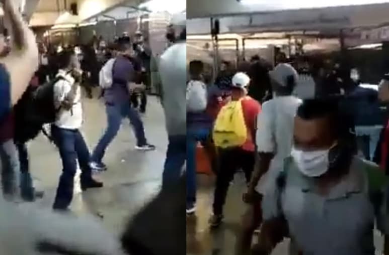 Presuntamente la riña se dio porque policías cerraron algunos accesos para evitar la saturación en las instalaciones del Metro (CAPTURA)