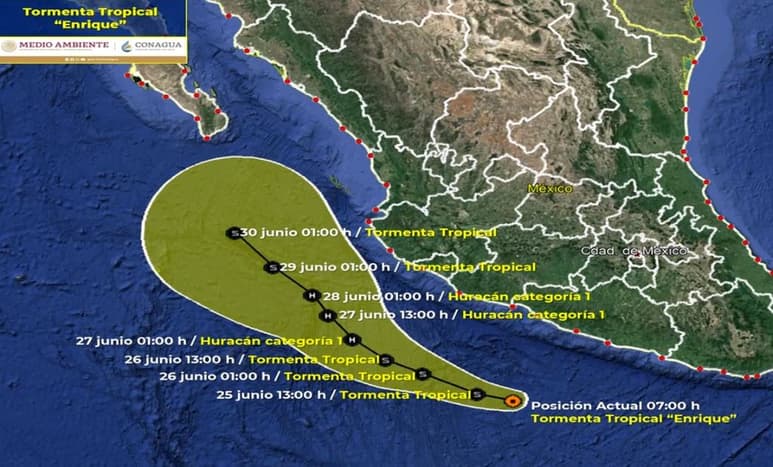 La tormenta tropical se fortalecerá en las próximas horas hasta ser huracán de categoría 1, avanzará paulatinamente hacia el norte, recorriendo en paralelo las costas del Pacífico mexicano y dejando fuertes lluvias. (ESPECIAL)