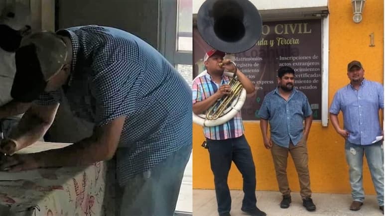 En redes sociales, circula un video de un hombre llamado Félix Domínguez Junior, quien celebró su divorcio con la música de Los Dos Carnales. (ESPECIAL)