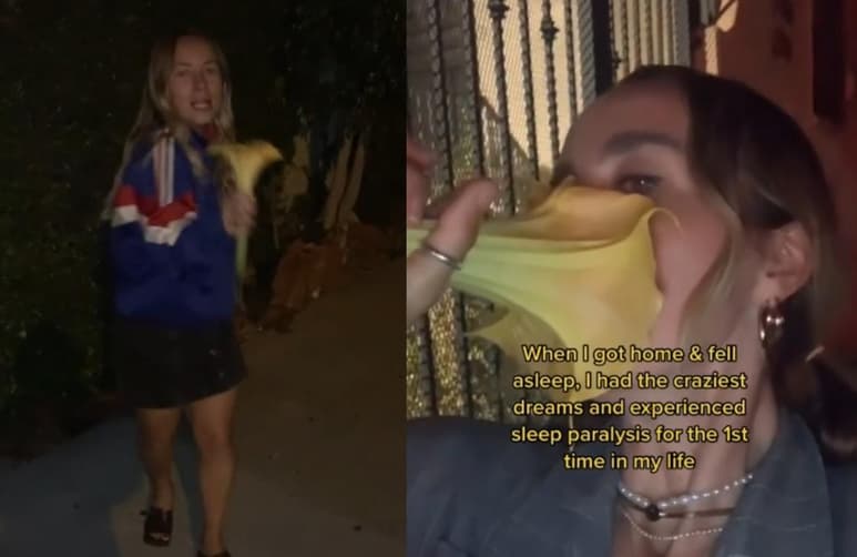 La 'tikoker' compartió un video donde explicó los efectos que tuvo tras oler la flor venenosa (CAPTURA)