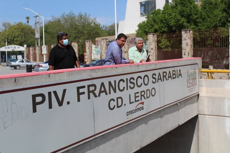 Realizarán acciones de mantenimiento del sistema pluvial del Paso Inferior Vehicular Francisco Sarabia en Lerdo este martes. (CORTESÍA)
