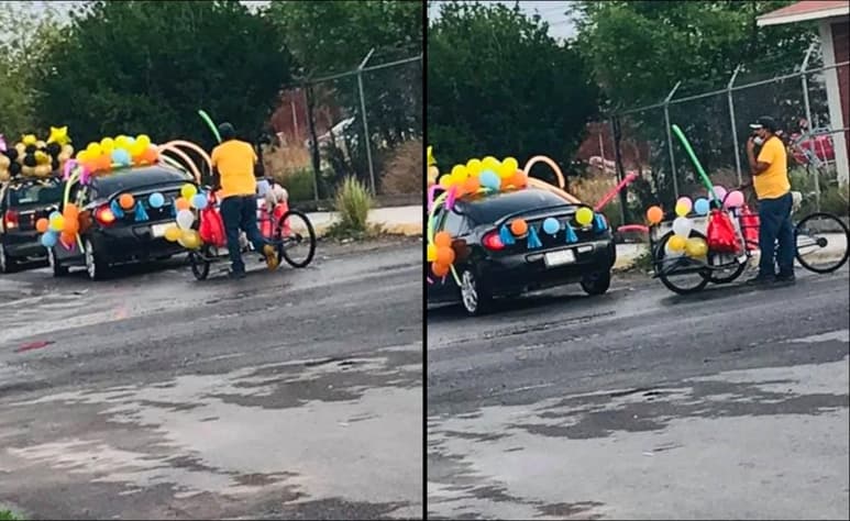 A sus seis años, Valeria Valentina Riojas Gutiérrez vivió un momento hermoso que, sin duda, será inolvidable para ella y su familia, cuando después de su graduación del kínder 'Evaristo Pérez Arreola' fue a 'dar la vuelta a la manzana' en una caravana vehicular y decía adiós con sus manitas a familiares, amigos, vecinos y conocidos abordo del viejo triciclo de su abuelo. (ESPECIAL)
