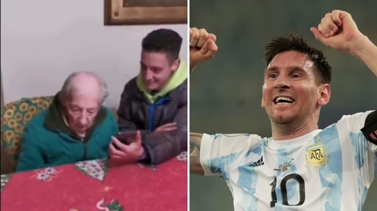 Don Hernán, un hombre de 100 años de edad que es un gran admirador de Lionel Messi, de quien tiene un registro en sus libretas de todos los goles que ha convertido la Pulga tanto con el Barcelona y la Selección Nacional de Argentina. Recibió un regalo muy especial. (CORTESÍA)