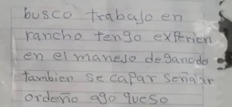El hombre de 44 años, elaboró varios CV en hojas de cuaderno para después pegarlos en su ciudad con la finalidad de encontrar empleo (ESPECIAL)
