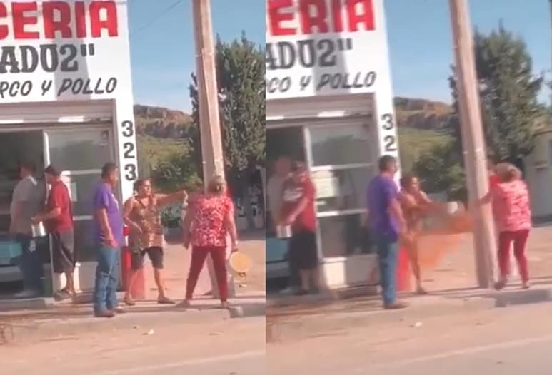 La pelea de las mujeres en la fila para comprar menudo se volvió viral en redes sociales (CAPTURA)