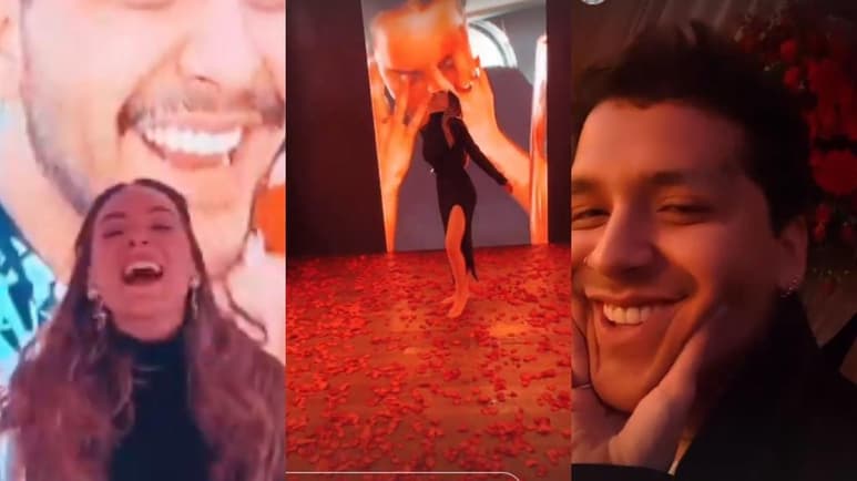 'Un año, un añito con este guapo', expresa Belinda mientras aprieta los cachetes de su novio Christian Nodal, con quien está cumpliendo un año de novios. (ESPECIAL) 