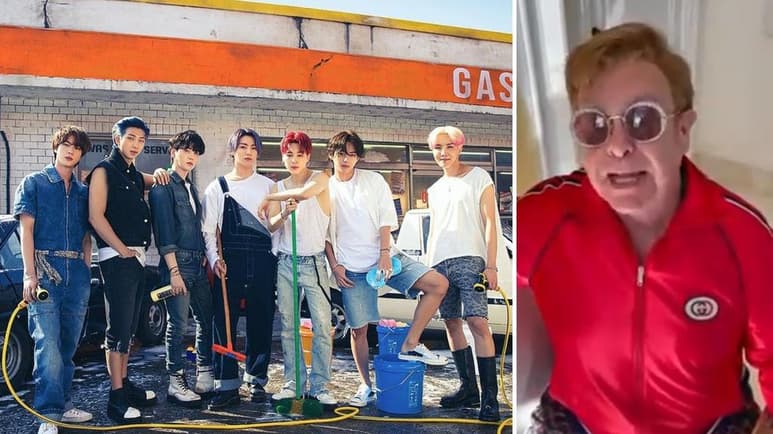 El legendario Elton John subió un video a su cuenta de Twitter en el que canta un breve fragmento de 'Permission to Dance', tema del grupo de k-pop BTS. (CORTESÍA)