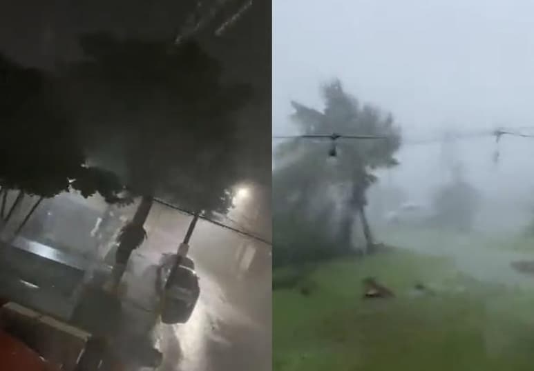 A través de redes sociales, usuarios compartieron imágenes del huracán 'Grace' tocando tierra en Tulum, Quintana Roo (CAPTURA)