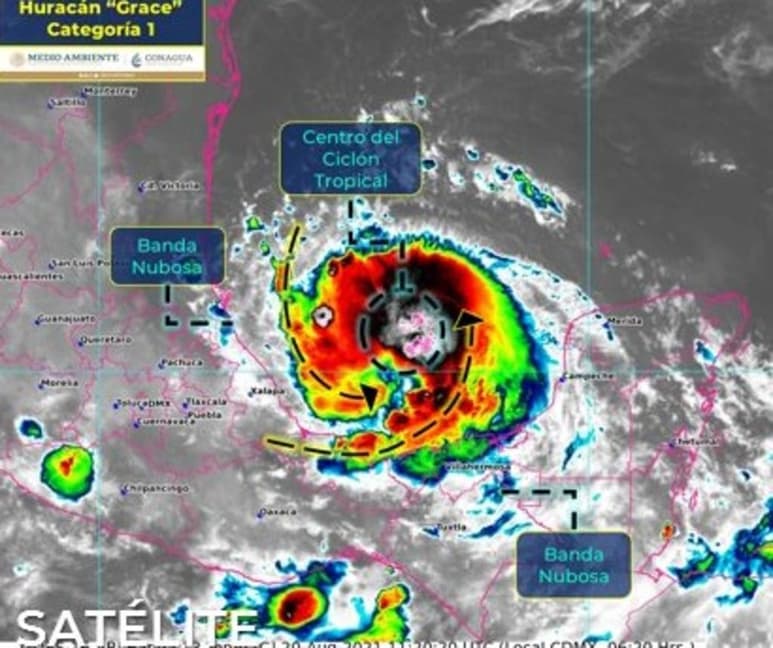 La Conagua prevé que 'Grace' impacte como huracán durante la noche en la costa centro-norte de Veracruz. (ESPECIAL)