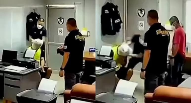 A través de redes sociales se hizo público el video que muestra a los oficiales colocar una bolsa de plástico en la cabeza del detenido para asfixiarlo, lo cual le habría ocasionado la muerte (ESPECIAL)