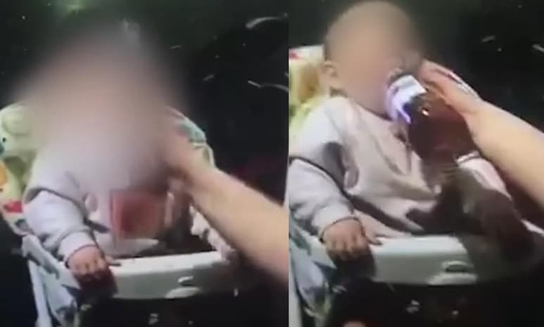 El bebé fue obligado a beber de una botella que presuntamente contenía vino (CAPTURA)