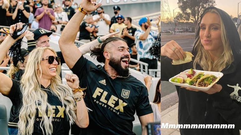 Luego de asistir al partido de futbol entre Los Ángeles FC y LA Galaxy, Andrade y Charlotte Flair decidieron continuar su cita en unos tacos “callejeros” de la ciudad ubicada al Sur de California.