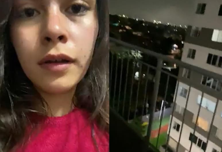 A la joven poco le importó el correr peligro durante el temblor, pues prefirió grabar el video que más tarde compartió en redes sociales (CAPTURA)
