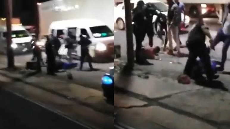 Los sujetos fueron sometidos a golpes a las afueras de la combi, después de que presuntamente intentaran asaltar a sus pasajeros en la México-Texcoco (CAPTURA)