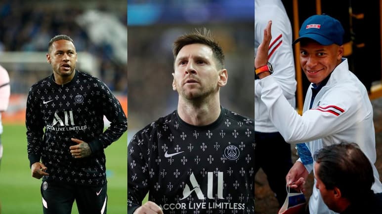 París Saint-Germain alineará por primera vez este miércoles frente al Brujas en Liga de Campeones a su nuevo tridente ofensivo, formado por el brasileño Neymar, el francés Kylian Mbappé y el argentino Lionel Messi. (EFE)