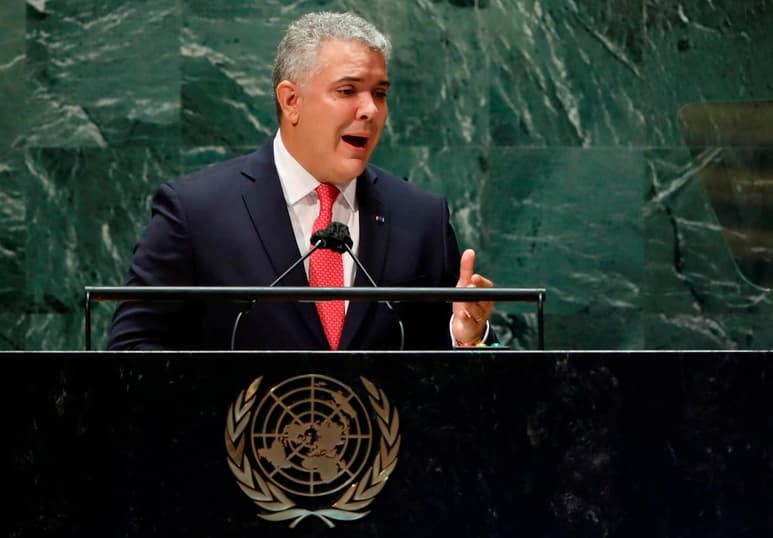 En su discurso ante la Asamblea General de las Naciones Unidas, el presidente colombiano Iván Duque se mostró escéptico sobre el futuro de las negociaciones entre la oposición venezolana y el gobierno de Nicolás Maduro, del que ha sido uno de sus más férreos detractores. (EFE)