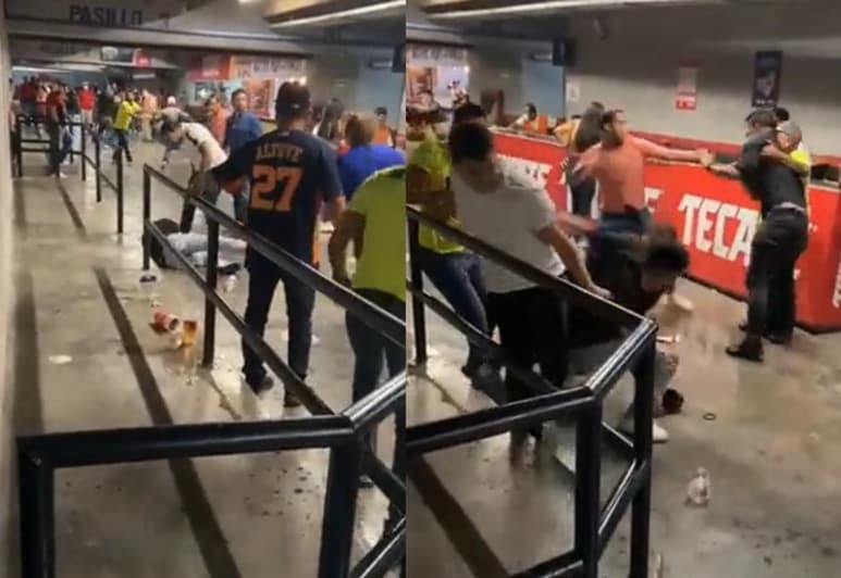 Aficionados se fueron unos contra otros en los pasillos del Palacio Sultán, en Monterrey (CAPTURA)