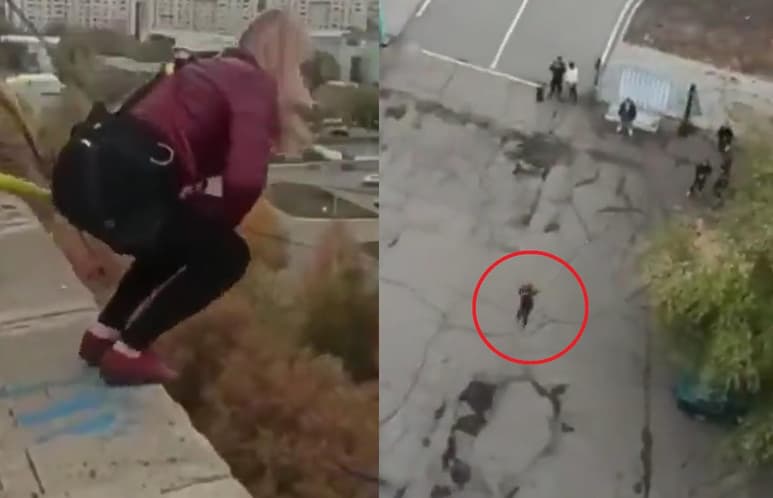 Al no contar con la cuerda de protección, la mujer impactó contra el pavimento luego de lanzarse de un edificio en bungee (ESPECIAL)