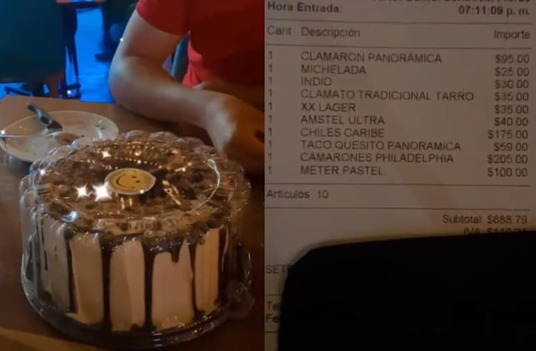 La experiencia del grupo de amigos en el restaurante donde les cobraron por guardar su pastel, se ha vuelto viral en redes sociales con más de un millón de reproducciones (CAPTURA)