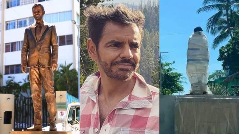 La estatua de Eugenio Derbez que fue instalada hace unos días en Acapulco, Guerrero, fue vandalizada por los pobladores de la zona quienes mostraron su descontento. (ESPECIAL)
