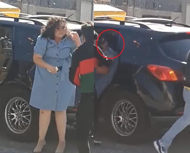 En el video difundido en redes se muestra el momento en que la mujer es presuntamente obligada a subir a una camioneta (CAPTURA)